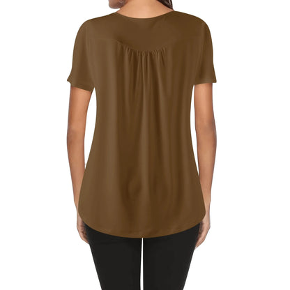 lockere-bluse-mit-u-ausschnitt-und-kurzen-armeln-fur-damen-braun-bluse-jlr-design-2 - JLR Design