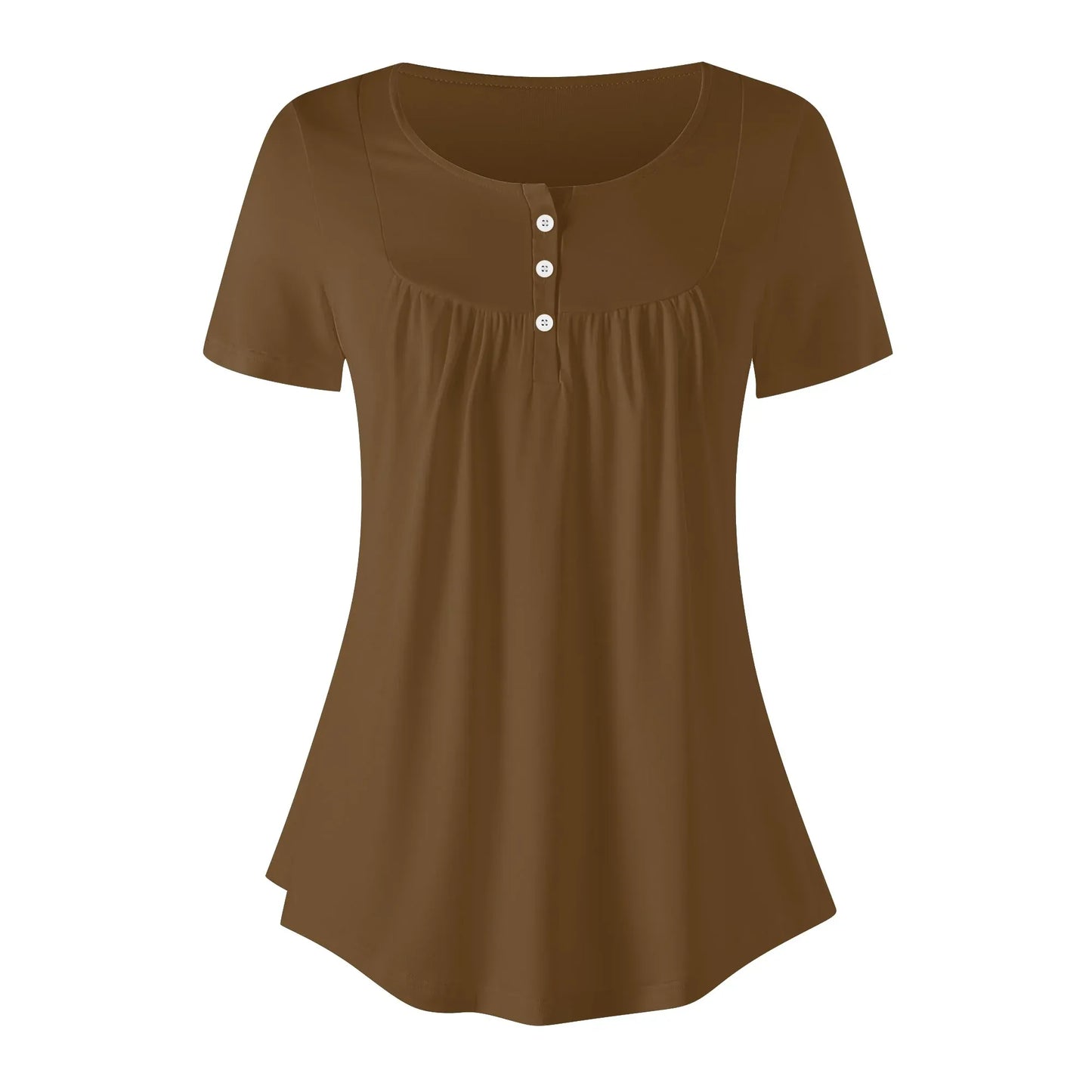 lockere-bluse-mit-u-ausschnitt-und-kurzen-armeln-fur-damen-braun-bluse-jlr-design-3 - JLR Design
