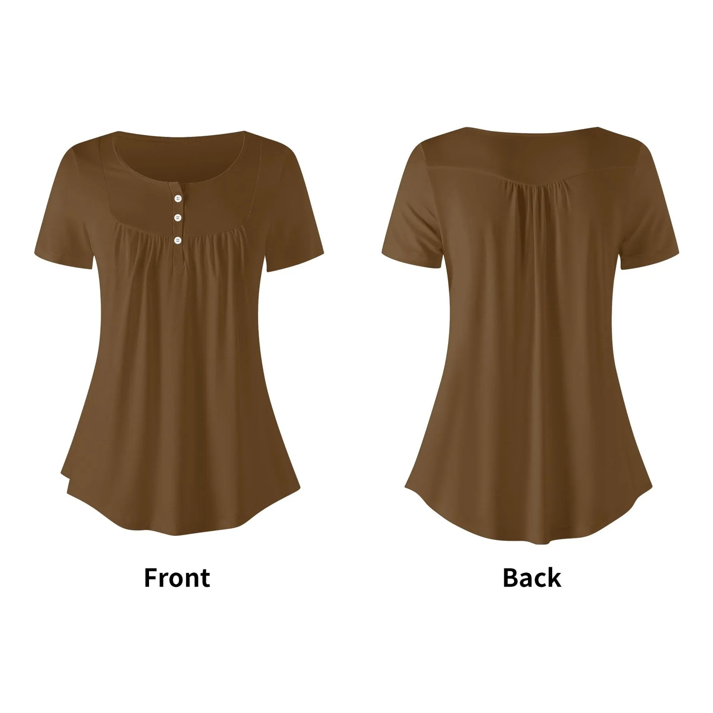 lockere-bluse-mit-u-ausschnitt-und-kurzen-armeln-fur-damen-braun-bluse-jlr-design-5 - JLR Design