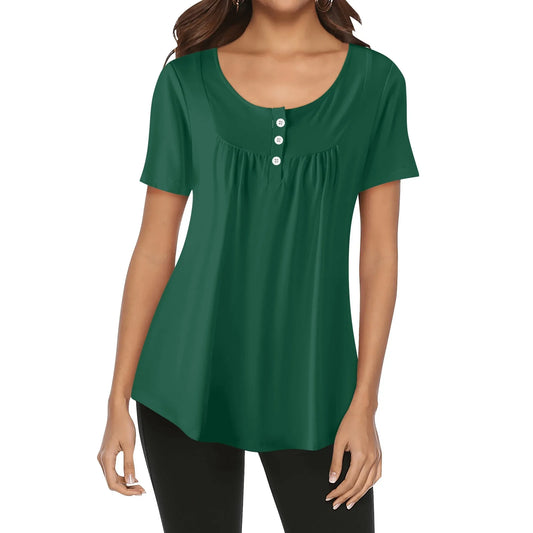 lockere-bluse-mit-u-ausschnitt-und-kurzen-armeln-fur-damen-british-racing-green-bluse-jlr-design-1 - JLR Design