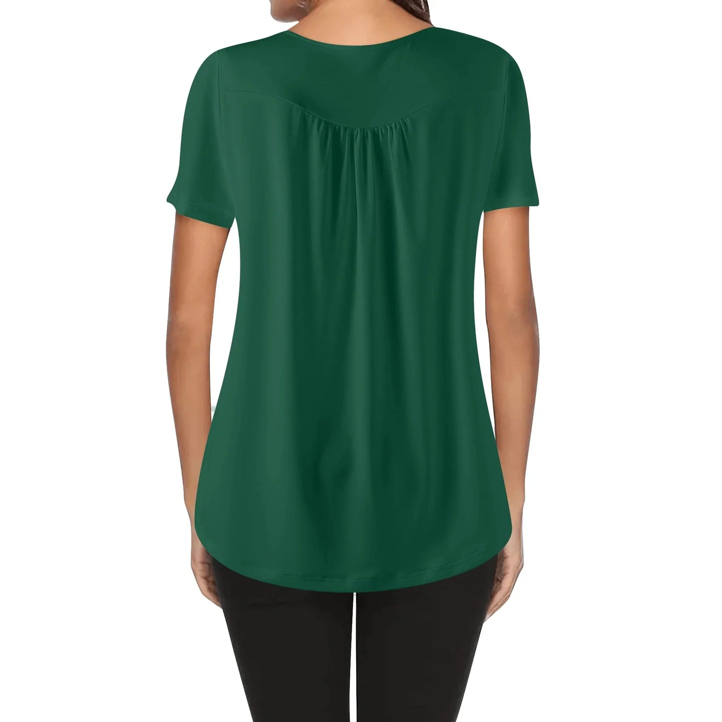 lockere-bluse-mit-u-ausschnitt-und-kurzen-armeln-fur-damen-british-racing-green-bluse-jlr-design-2 - JLR Design