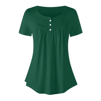 lockere-bluse-mit-u-ausschnitt-und-kurzen-armeln-fur-damen-british-racing-green-bluse-jlr-design-3 - JLR Design