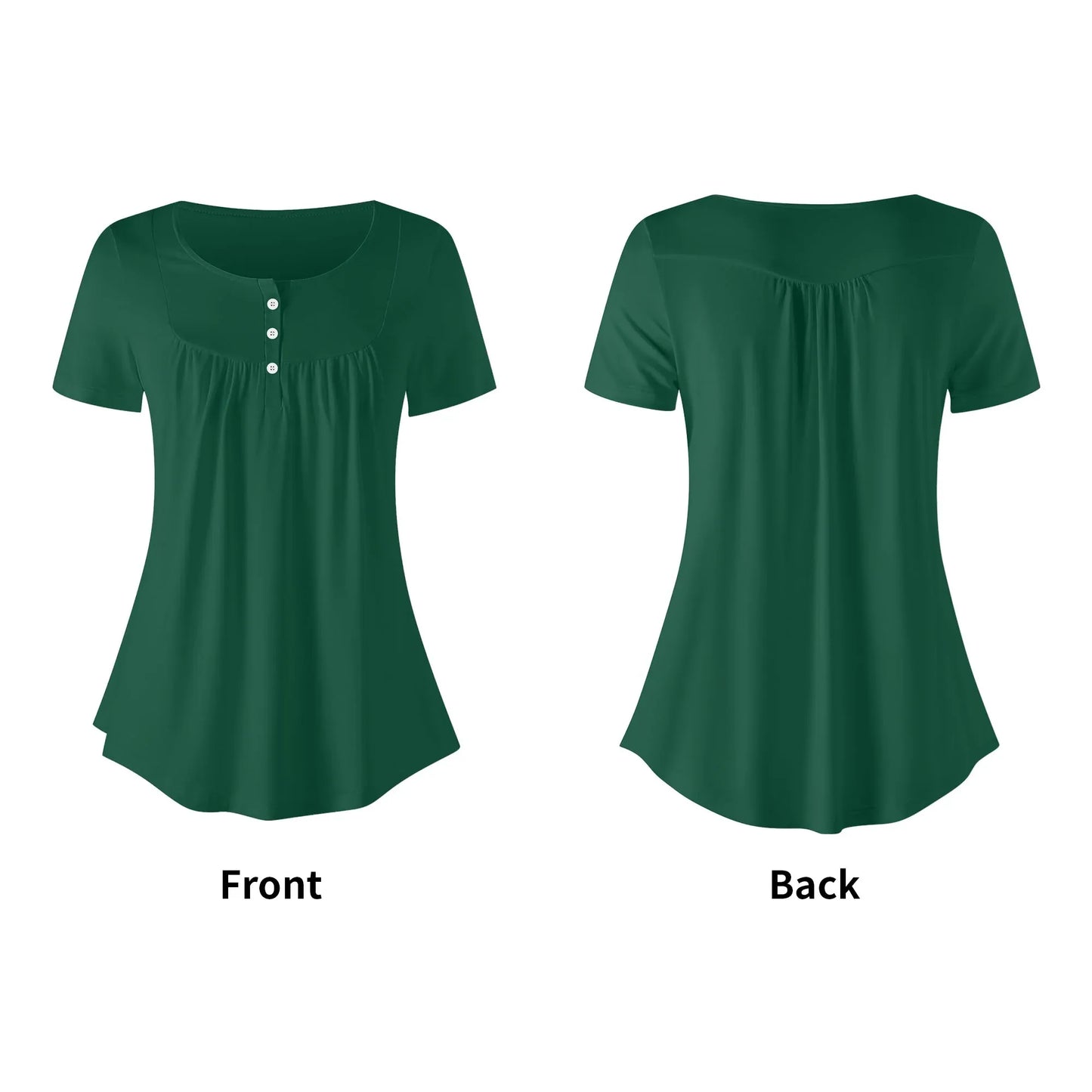 lockere-bluse-mit-u-ausschnitt-und-kurzen-armeln-fur-damen-british-racing-green-bluse-jlr-design-5 - JLR Design