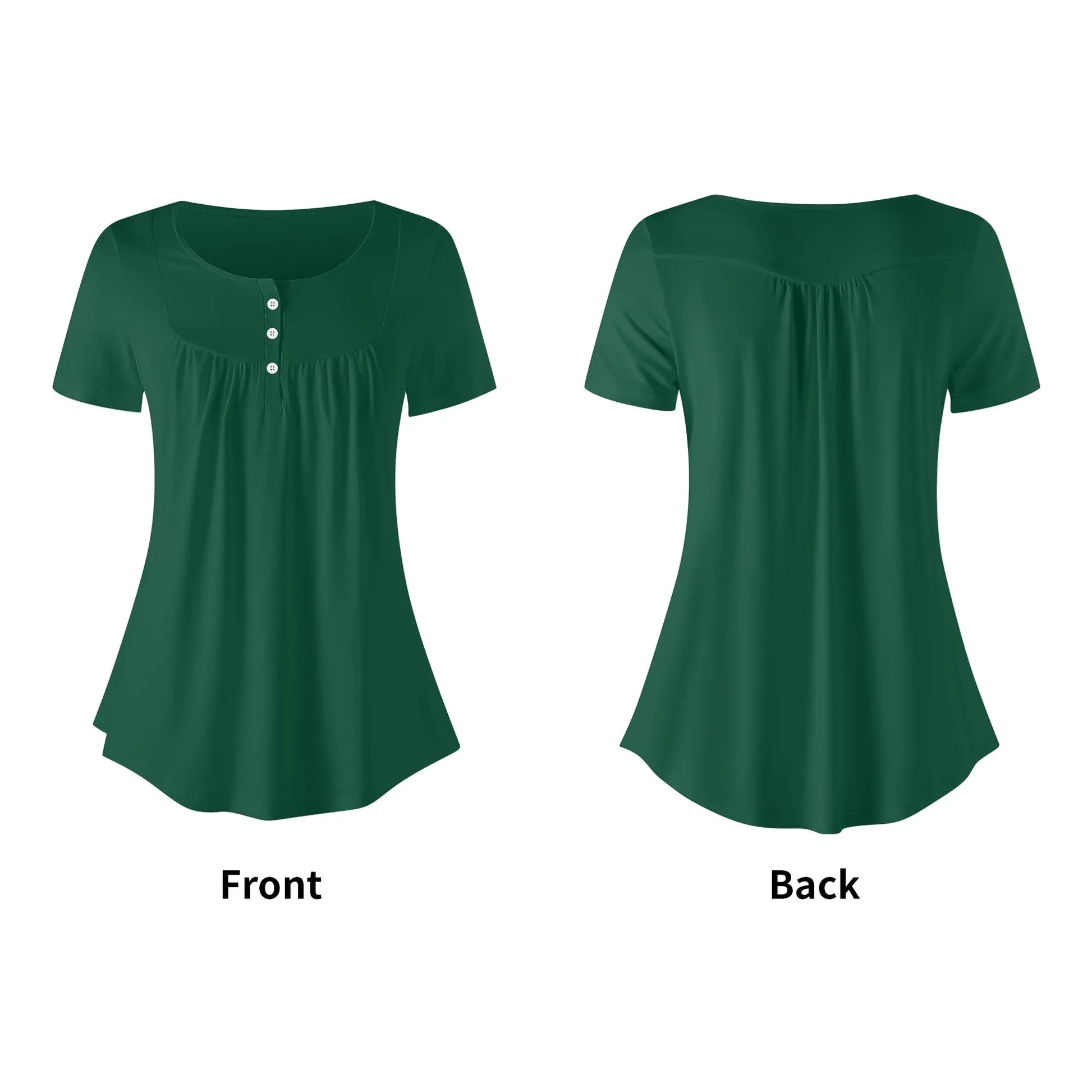 lockere-bluse-mit-u-ausschnitt-und-kurzen-armeln-fur-damen-british-racing-green-bluse-jlr-design-5 - JLR Design