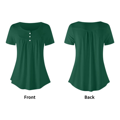 lockere-bluse-mit-u-ausschnitt-und-kurzen-armeln-fur-damen-british-racing-green-bluse-jlr-design-5 - JLR Design