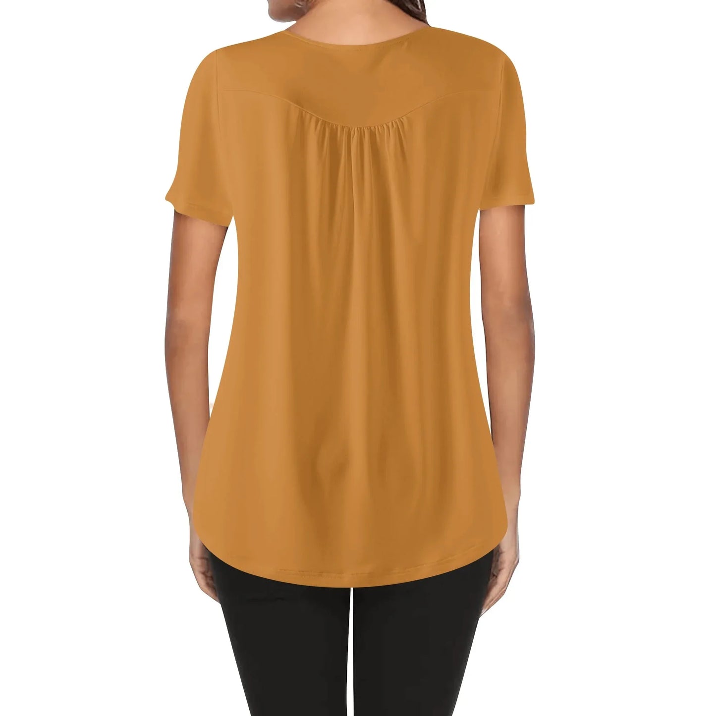 lockere-bluse-mit-u-ausschnitt-und-kurzen-armeln-fur-damen-bronze-bluse-jlr-design-2 - JLR Design