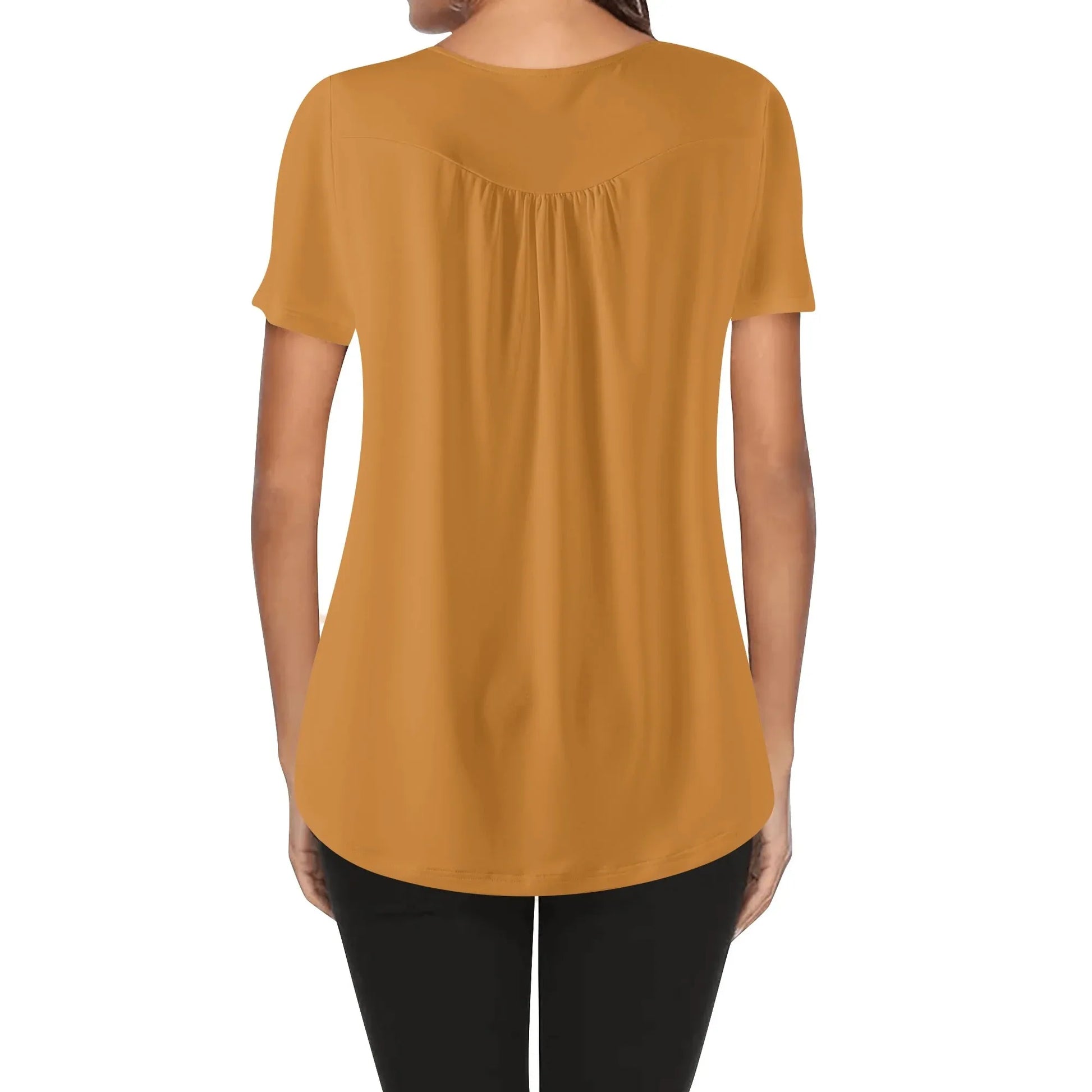 lockere-bluse-mit-u-ausschnitt-und-kurzen-armeln-fur-damen-bronze-bluse-jlr-design-2 - JLR Design