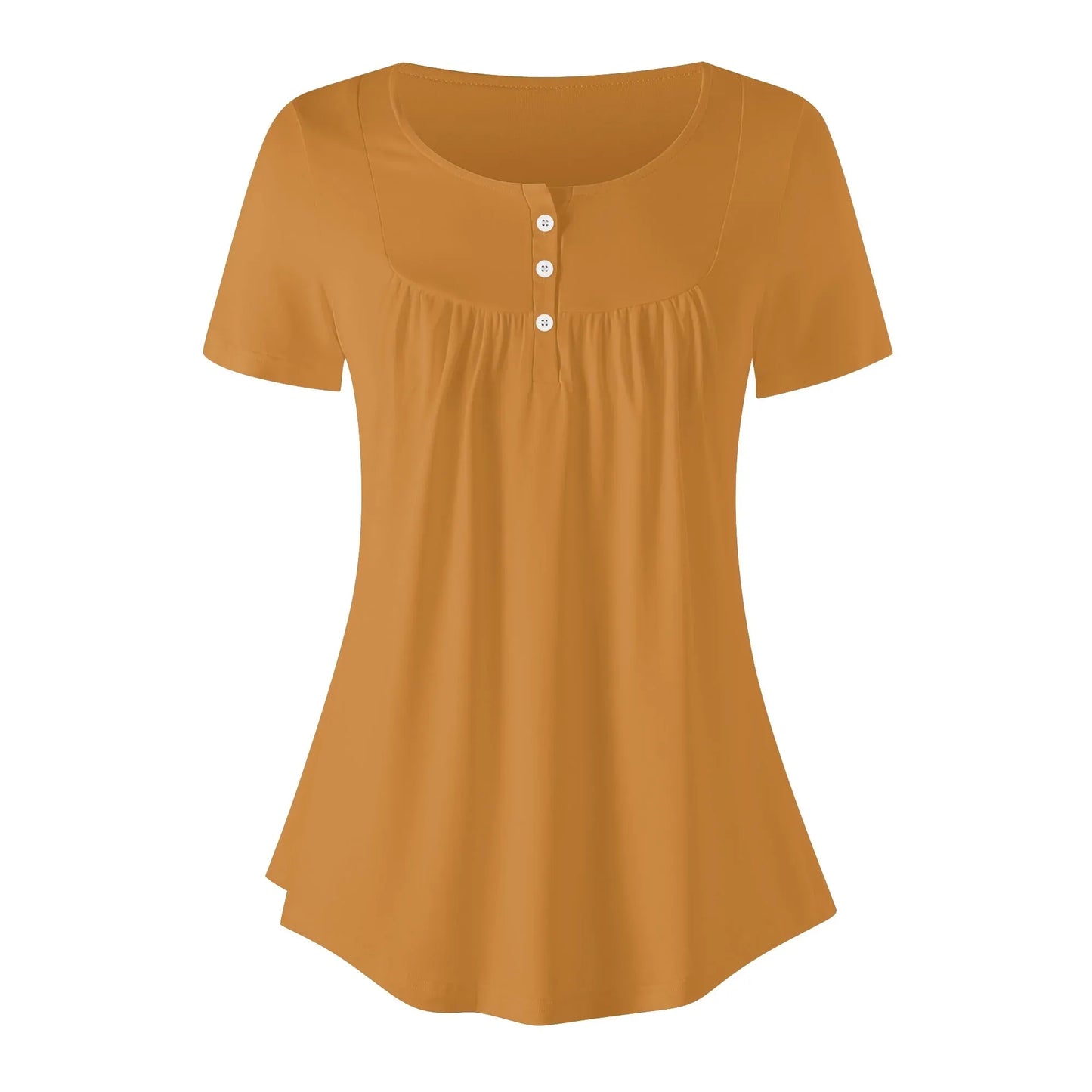 lockere-bluse-mit-u-ausschnitt-und-kurzen-armeln-fur-damen-bronze-bluse-jlr-design-3 - JLR Design