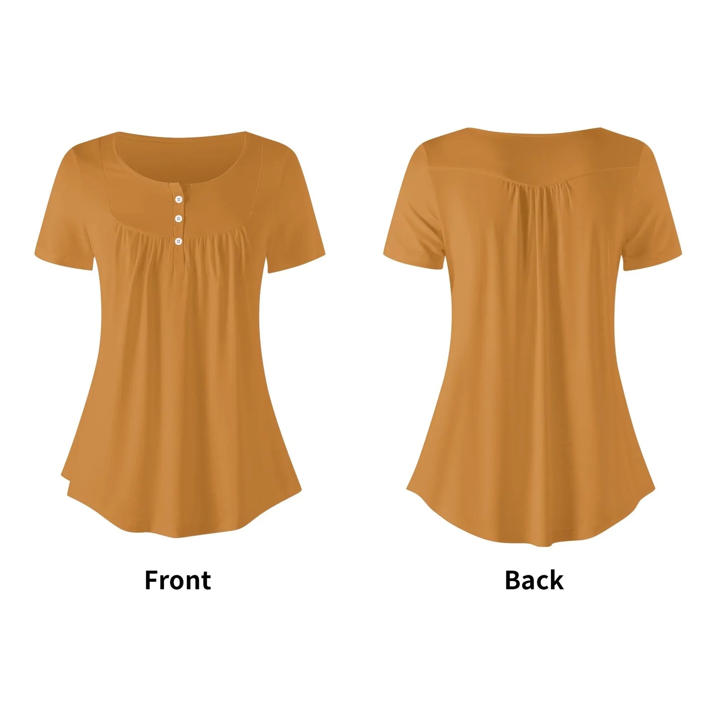 lockere-bluse-mit-u-ausschnitt-und-kurzen-armeln-fur-damen-bronze-bluse-jlr-design-5 - JLR Design