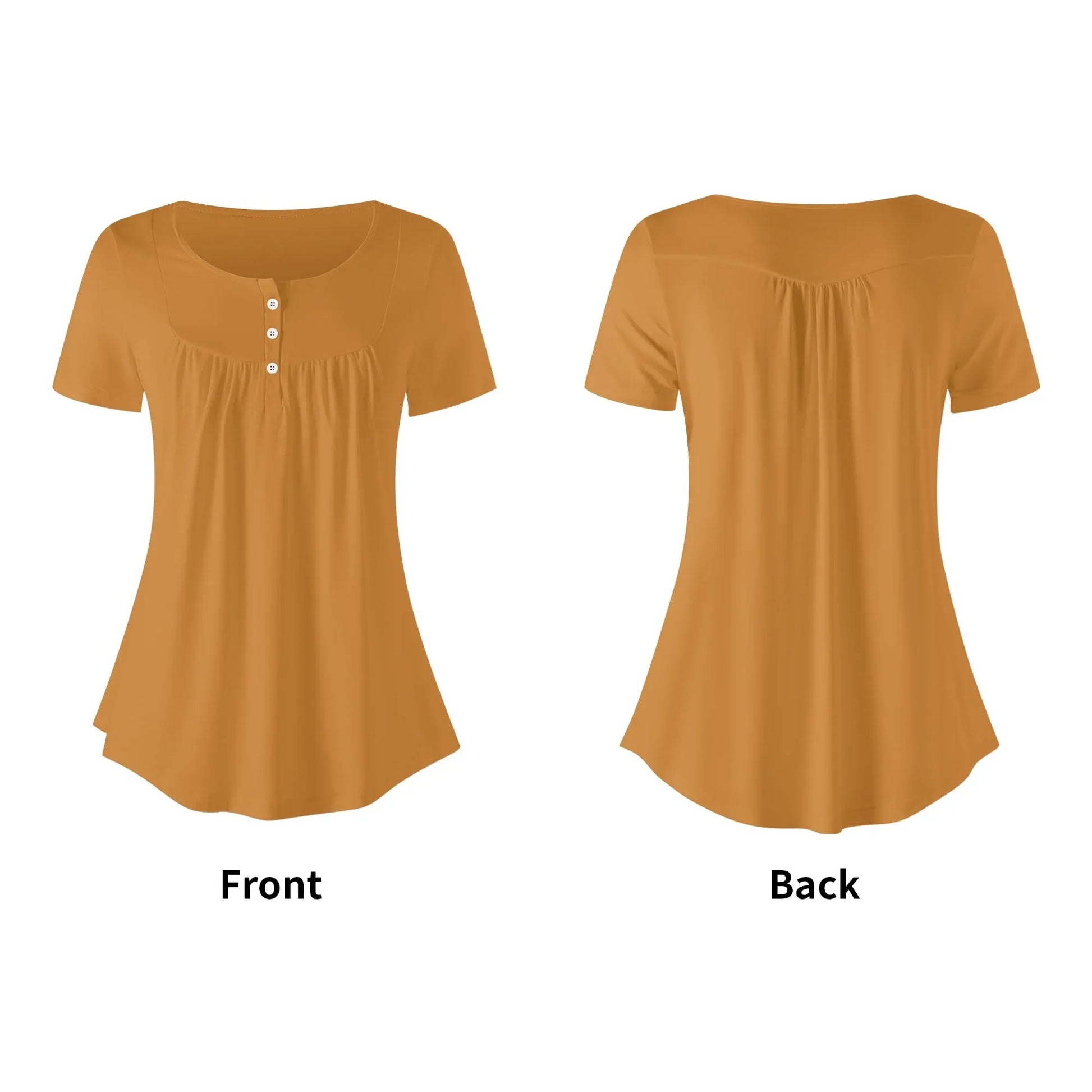 lockere-bluse-mit-u-ausschnitt-und-kurzen-armeln-fur-damen-bronze-bluse-jlr-design-5 - JLR Design
