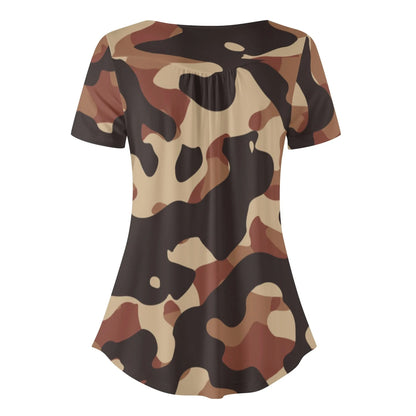 lockere-bluse-mit-u-ausschnitt-und-kurzen-armeln-fur-damen-brown-camouflage-bluse-jlr-design-4 - JLR Design