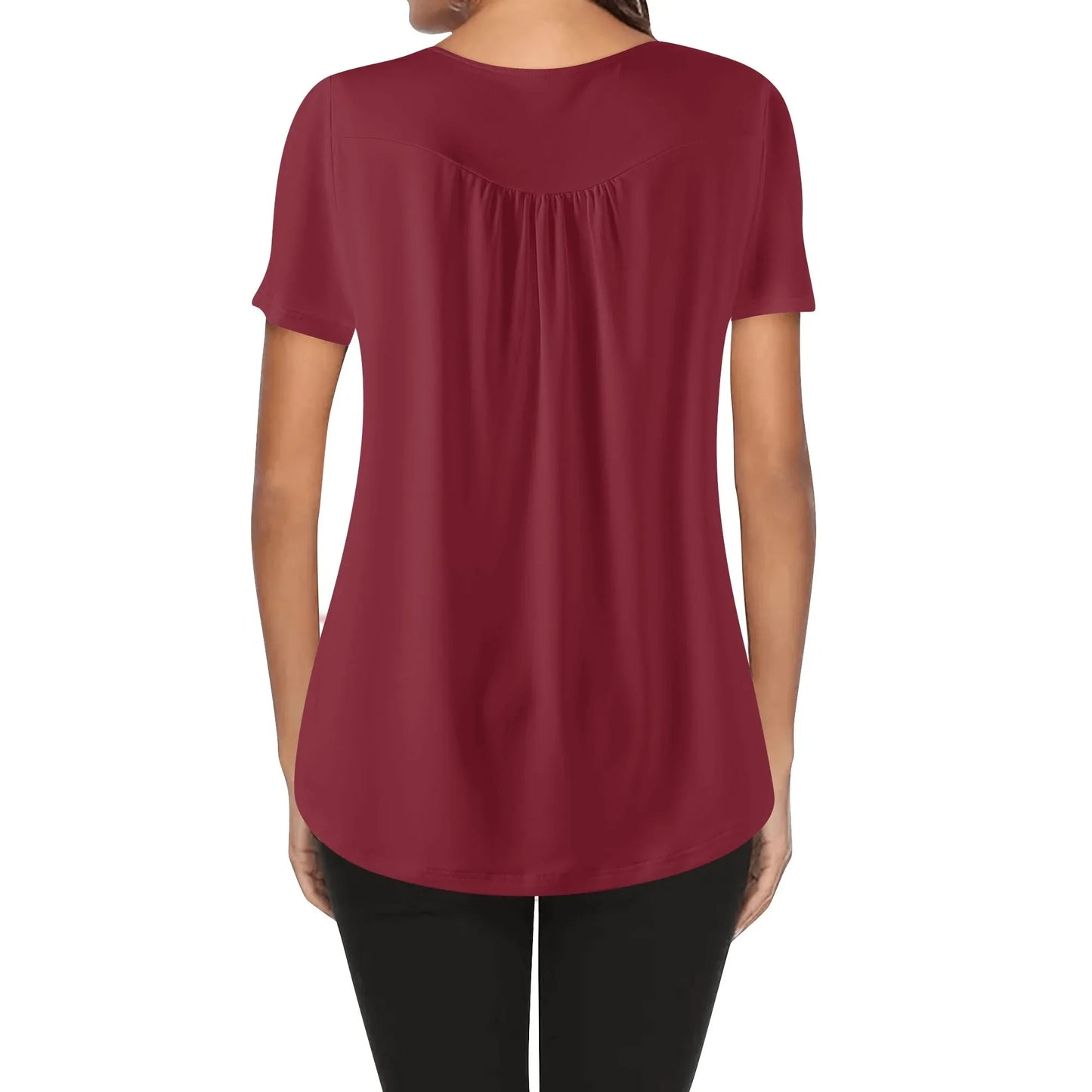 lockere-bluse-mit-u-ausschnitt-und-kurzen-armeln-fur-damen-burgund-bluse-jlr-design-2 - JLR Design