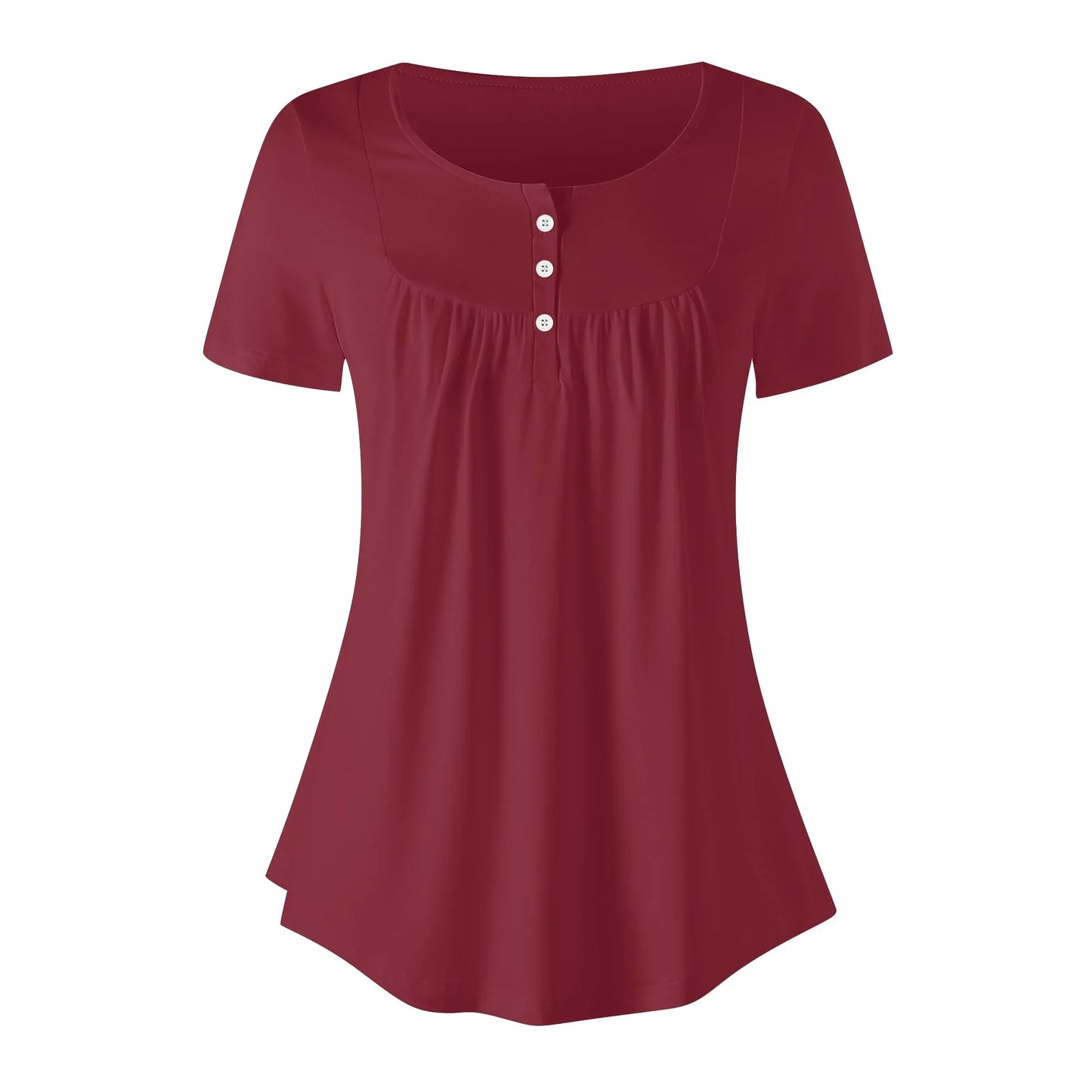lockere-bluse-mit-u-ausschnitt-und-kurzen-armeln-fur-damen-burgund-bluse-jlr-design-3 - JLR Design
