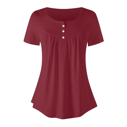 lockere-bluse-mit-u-ausschnitt-und-kurzen-armeln-fur-damen-burgund-bluse-jlr-design-3 - JLR Design