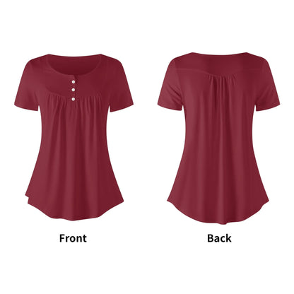 lockere-bluse-mit-u-ausschnitt-und-kurzen-armeln-fur-damen-burgund-bluse-jlr-design-5 - JLR Design