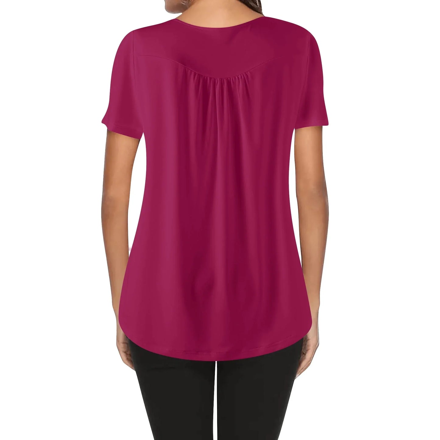 lockere-bluse-mit-u-ausschnitt-und-kurzen-armeln-fur-damen-burgundy-bluse-jlr-design-2 - JLR Design