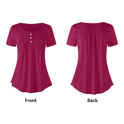 lockere-bluse-mit-u-ausschnitt-und-kurzen-armeln-fur-damen-burgundy-bluse-jlr-design-5 - JLR Design
