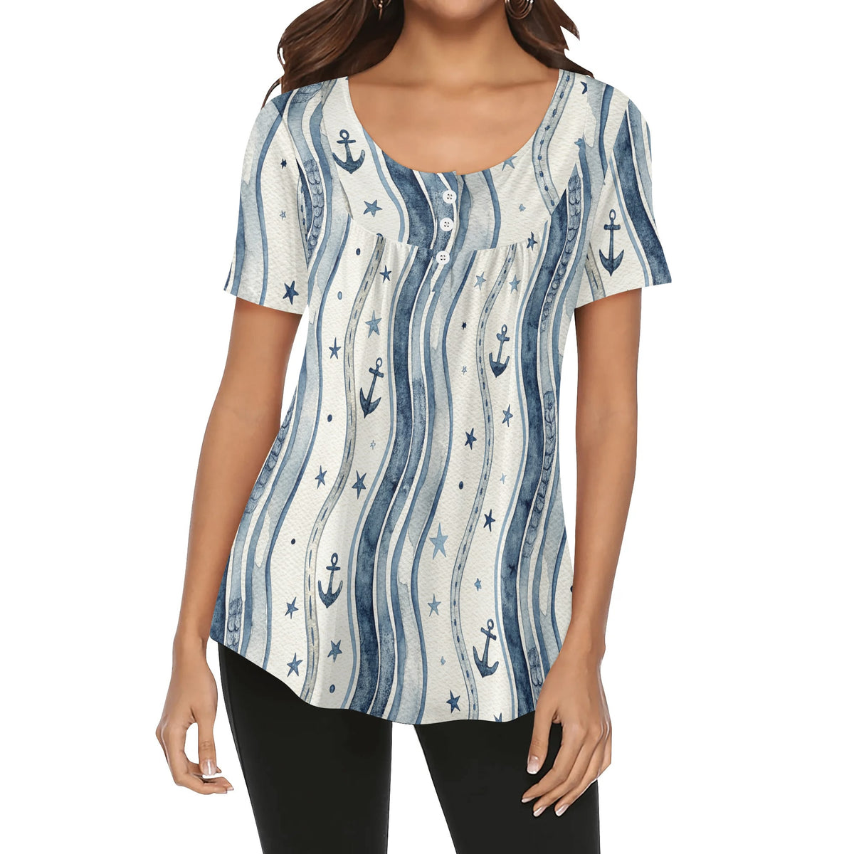 lockere-bluse-mit-u-ausschnitt-und-kurzen-armeln-fur-damen-coastal-nautical-v3-bluse-jlr-design-jlr-design-de-1 - JLR Design