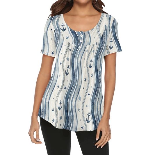 lockere-bluse-mit-u-ausschnitt-und-kurzen-armeln-fur-damen-coastal-nautical-v3-bluse-jlr-design-jlr-design-de-1 - JLR Design