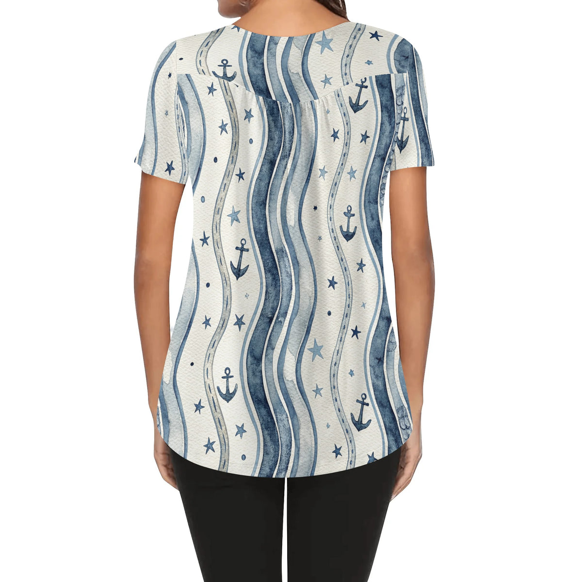 lockere-bluse-mit-u-ausschnitt-und-kurzen-armeln-fur-damen-coastal-nautical-v3-bluse-jlr-design-jlr-design-de-2 - JLR Design