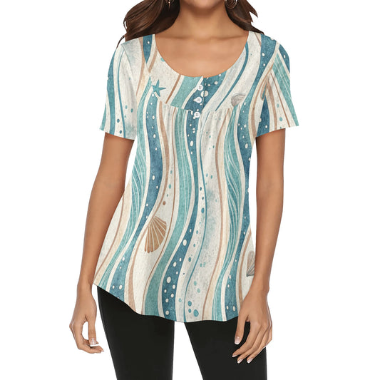 lockere-bluse-mit-u-ausschnitt-und-kurzen-armeln-fur-damen-coastal-nautical-v4-bluse-jlr-design-jlr-design-de-1 - JLR Design