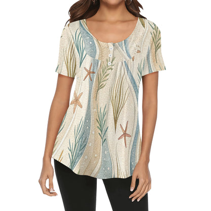 lockere-bluse-mit-u-ausschnitt-und-kurzen-armeln-fur-damen-coastal-nautical-v5-bluse-jlr-design-jlr-design-de-1 - JLR Design