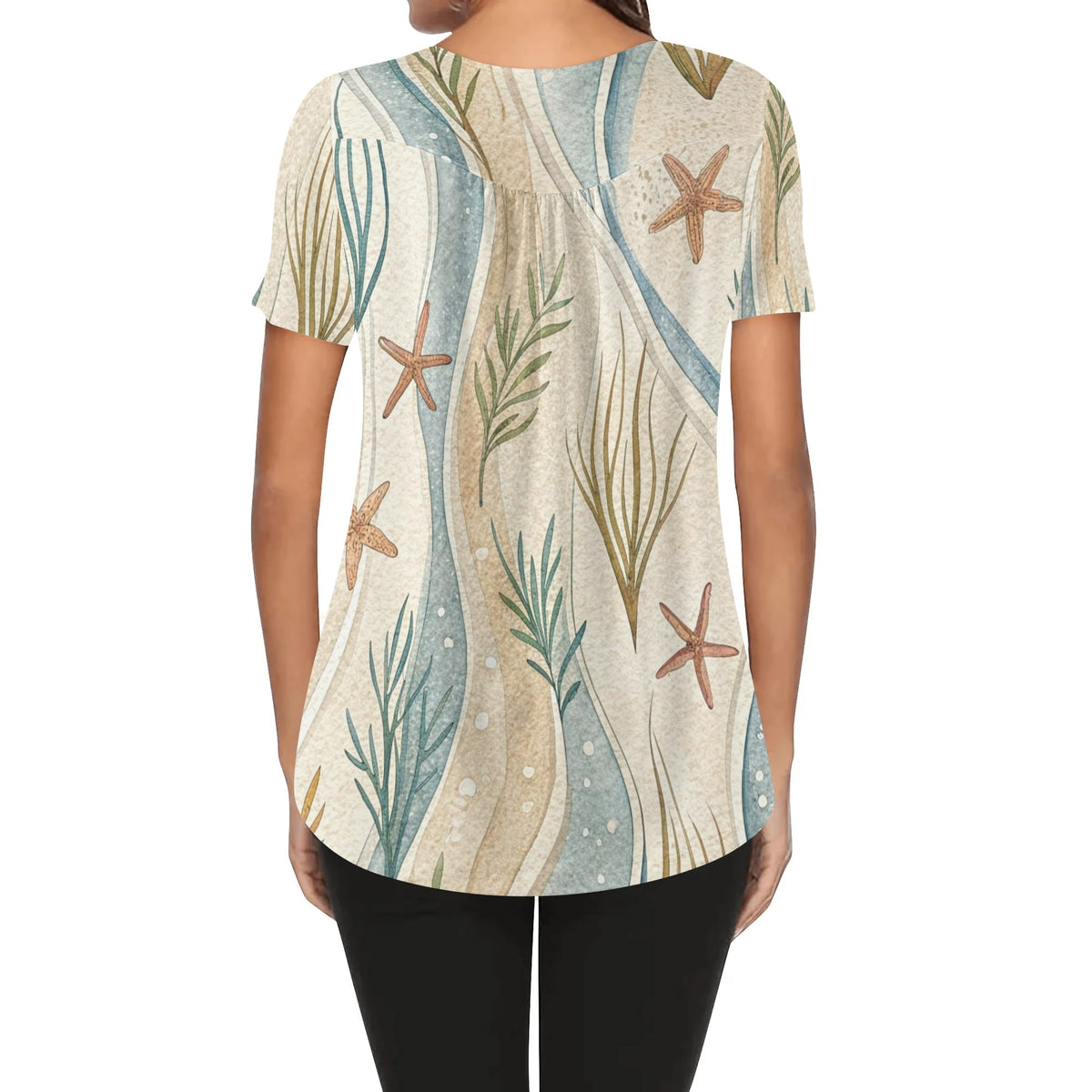 lockere-bluse-mit-u-ausschnitt-und-kurzen-armeln-fur-damen-coastal-nautical-v5-bluse-jlr-design-jlr-design-de-2 - JLR Design