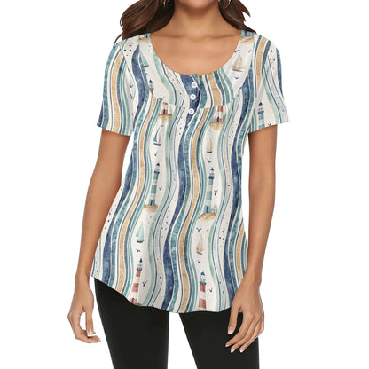 lockere-bluse-mit-u-ausschnitt-und-kurzen-armeln-fur-damen-coastal-nautical-v8-bluse-jlr-design-jlr-design-de-1 - JLR Design