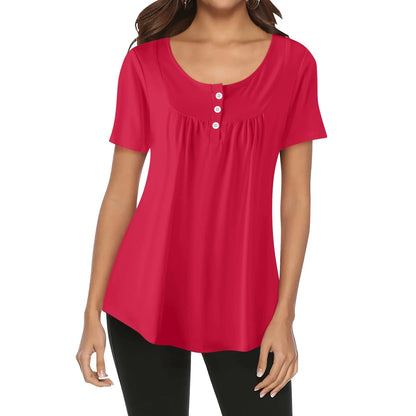 lockere-bluse-mit-u-ausschnitt-und-kurzen-armeln-fur-damen-crimson-bluse-jlr-design-1 - JLR Design