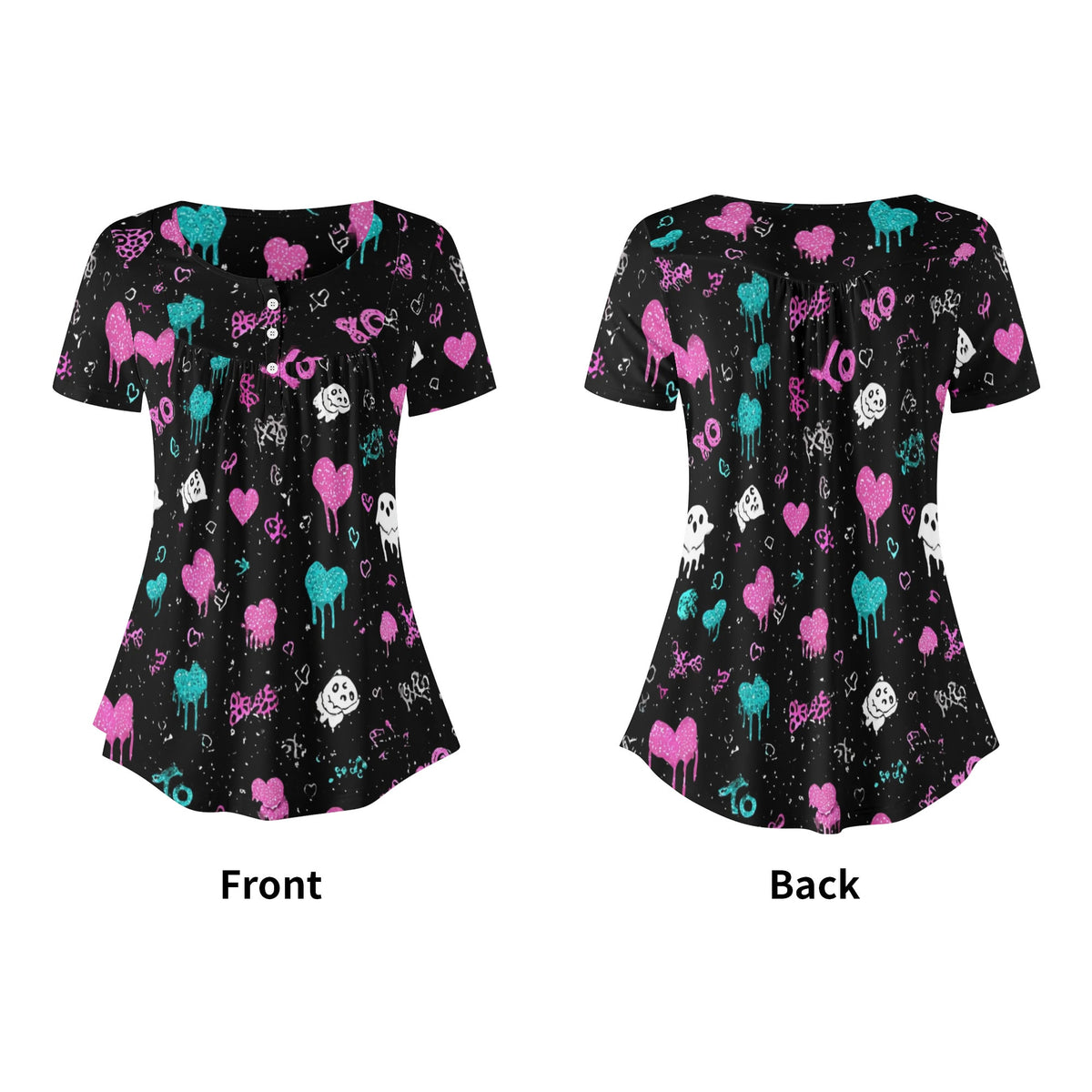 lockere-bluse-mit-u-ausschnitt-und-kurzen-armeln-fur-damen-cute-halloeween-v10-bluse-jlr-design-jlr-design-de-5 - JLR Design