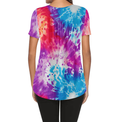 lockere-bluse-mit-u-ausschnitt-und-kurzen-armeln-fur-damen-die-dye-v2-bluse-jlr-design-2 - JLR Design