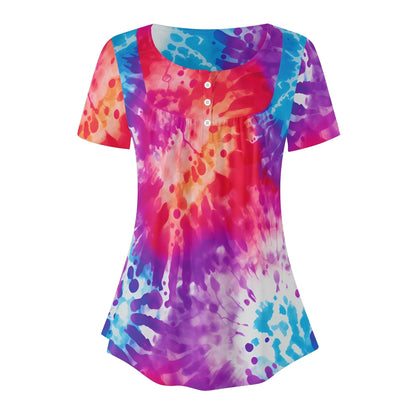 lockere-bluse-mit-u-ausschnitt-und-kurzen-armeln-fur-damen-die-dye-v2-bluse-jlr-design-3 - JLR Design