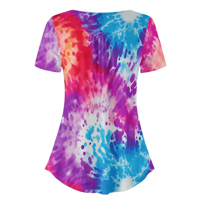 lockere-bluse-mit-u-ausschnitt-und-kurzen-armeln-fur-damen-die-dye-v2-bluse-jlr-design-4 - JLR Design