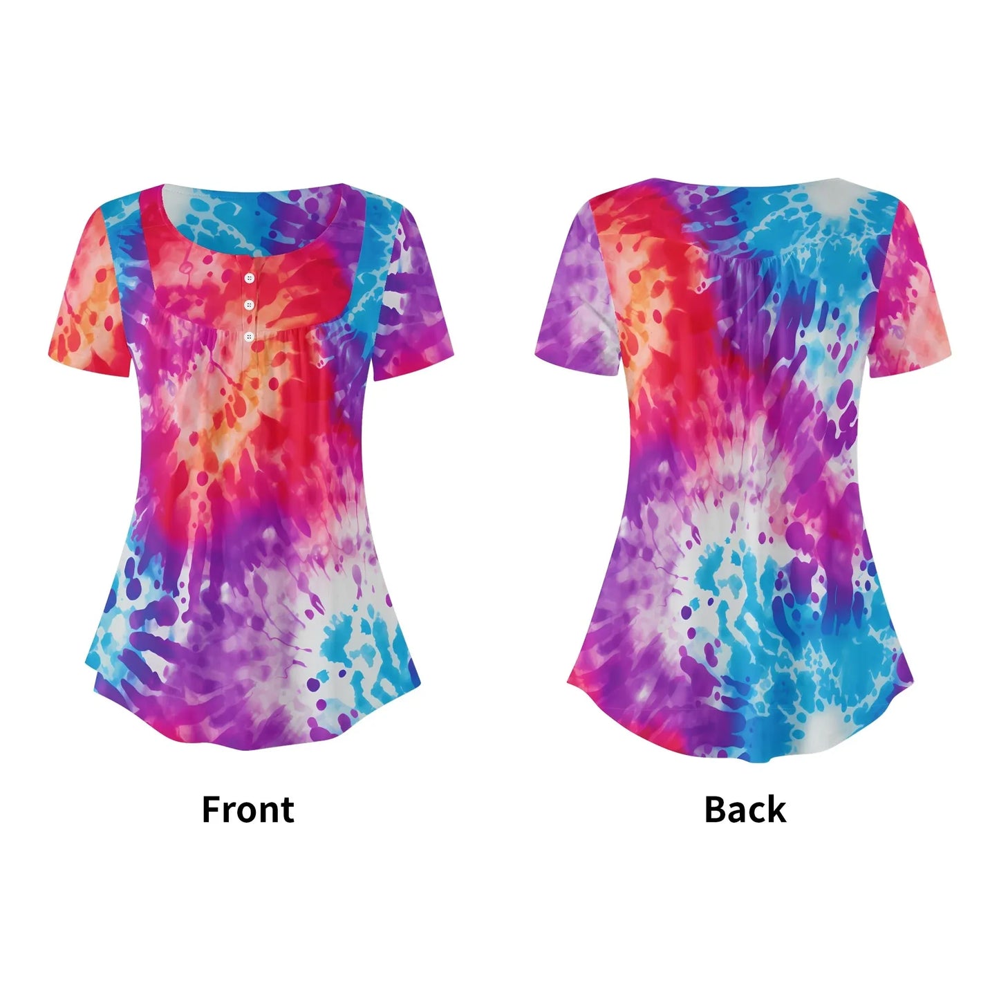 lockere-bluse-mit-u-ausschnitt-und-kurzen-armeln-fur-damen-die-dye-v2-bluse-jlr-design-5 - JLR Design