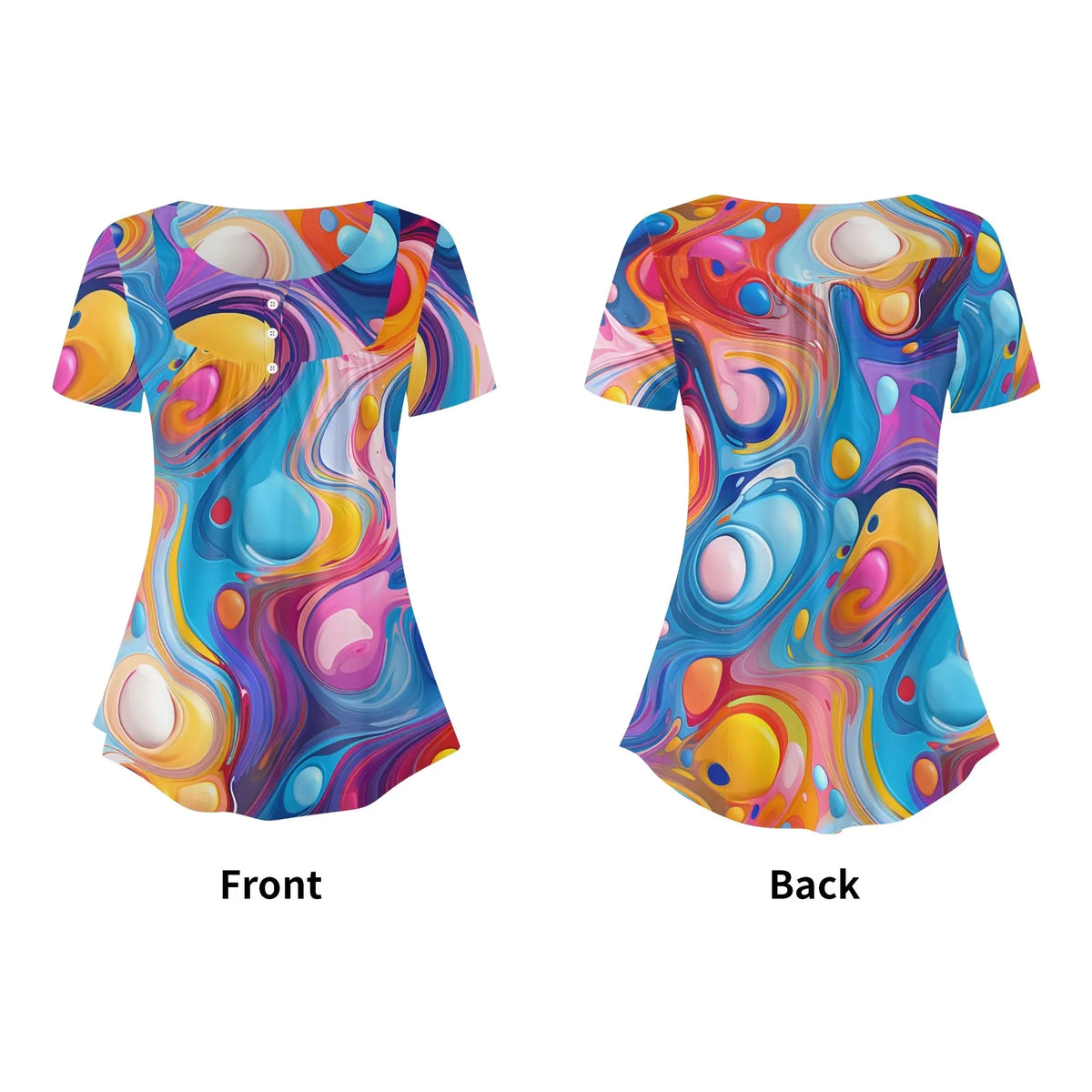 lockere-bluse-mit-u-ausschnitt-und-kurzen-armeln-fur-damen-fluid-colors-bluse-jlr-design-jlr-design-de-5 - JLR Design
