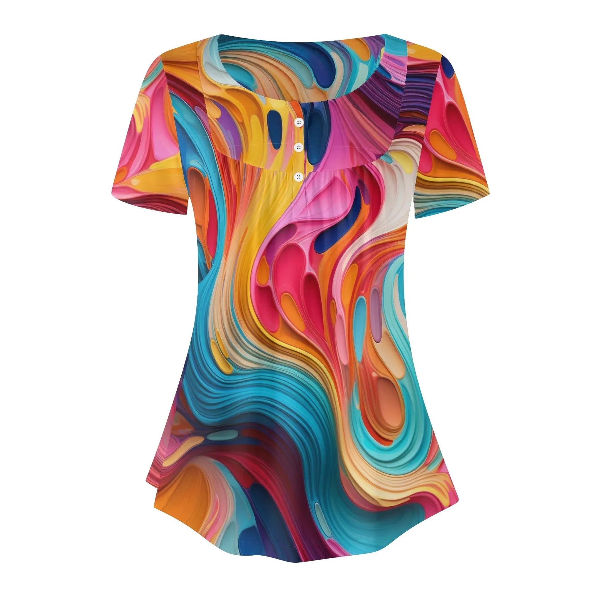 lockere-bluse-mit-u-ausschnitt-und-kurzen-armeln-fur-damen-flussiges-farbenspiel-bluse-jlr-design-3 - JLR Design