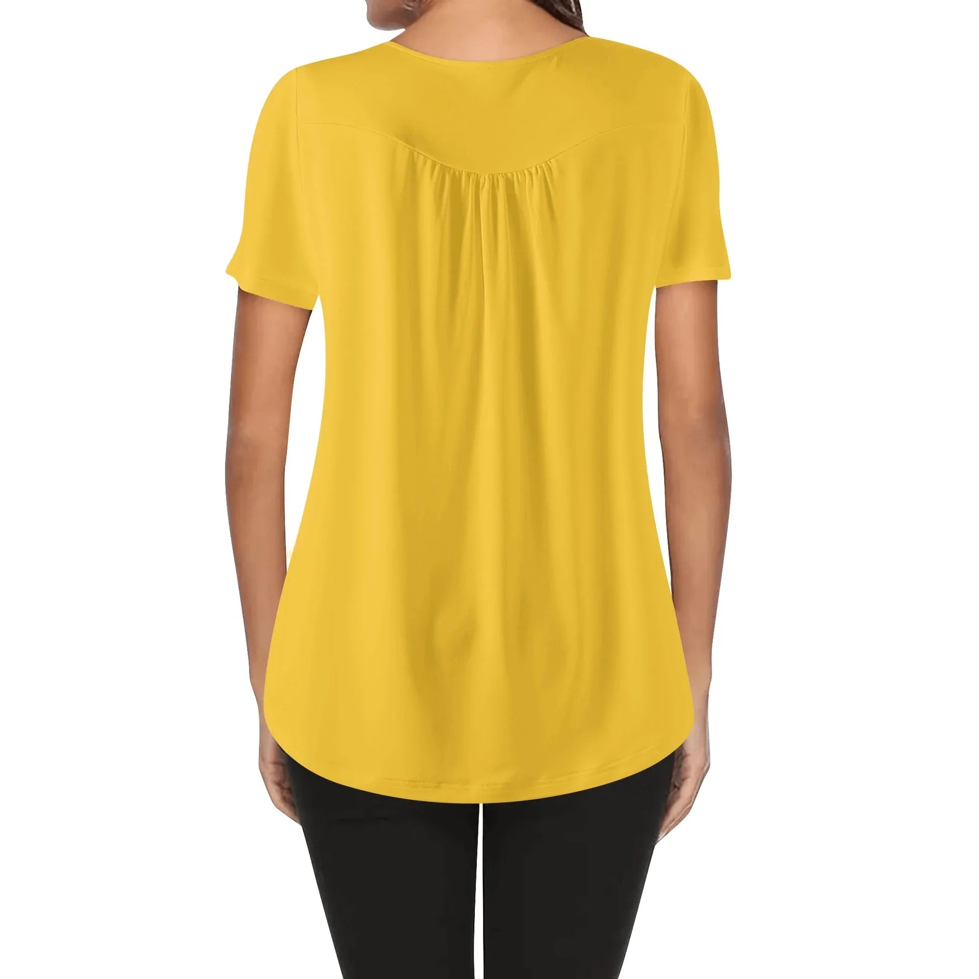 lockere-bluse-mit-u-ausschnitt-und-kurzen-armeln-fur-damen-gelb-bluse-jlr-design-2 - JLR Design