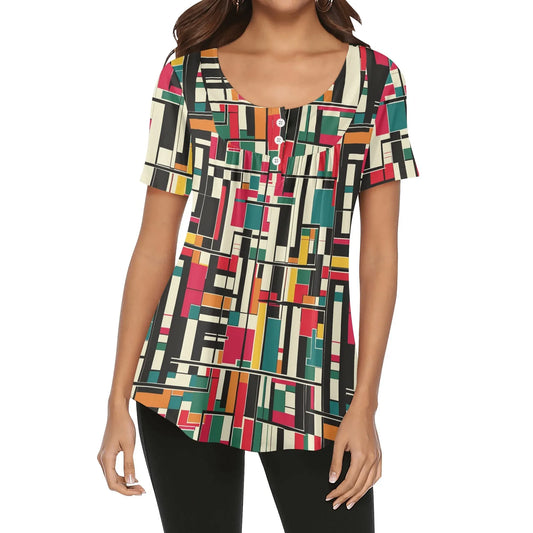 lockere-bluse-mit-u-ausschnitt-und-kurzen-armeln-fur-damen-geometry-v2-bluse-jlr-design-1 - JLR Design