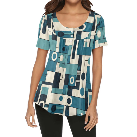 lockere-bluse-mit-u-ausschnitt-und-kurzen-armeln-fur-damen-geometry-v3-bluse-jlr-design-1 - JLR Design