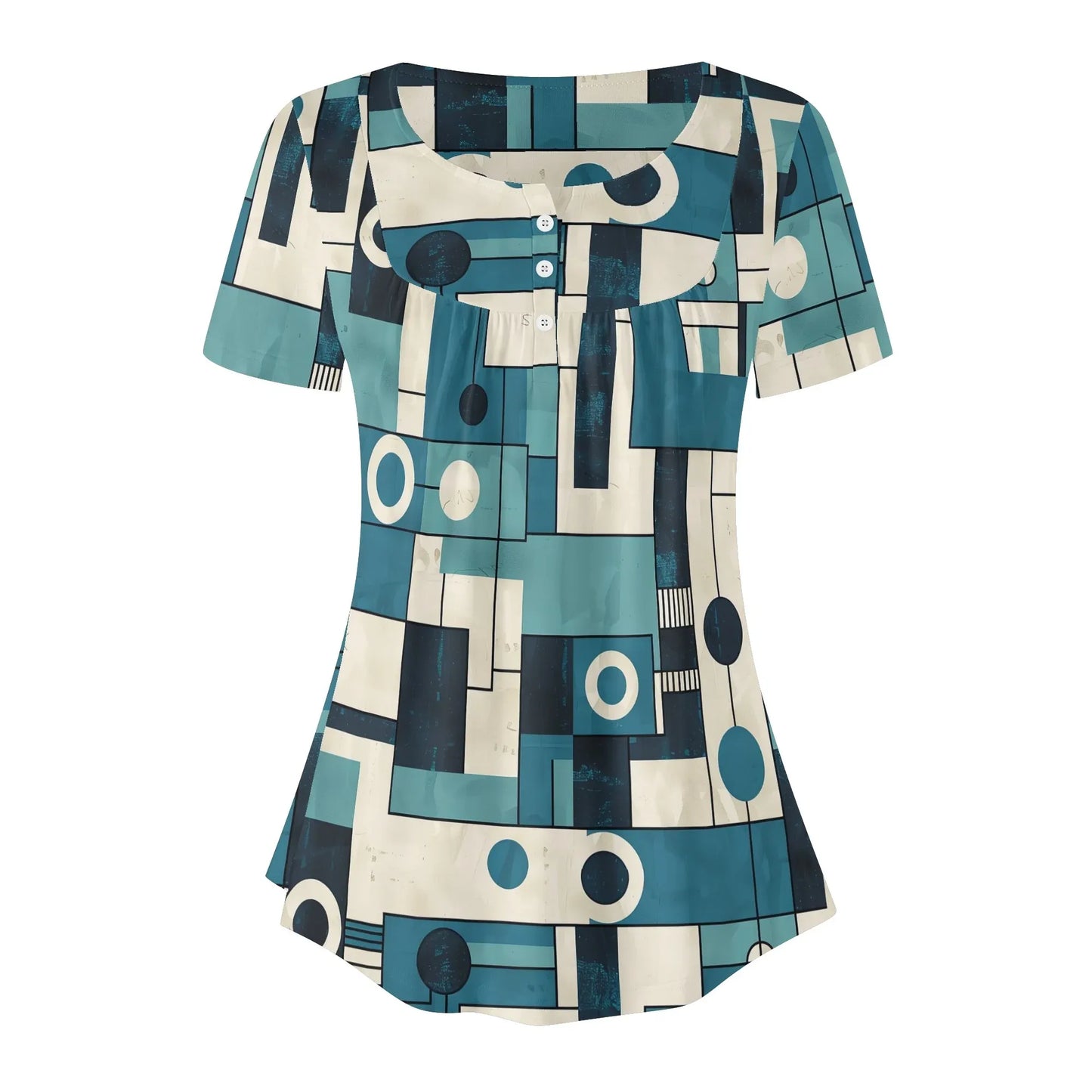 lockere-bluse-mit-u-ausschnitt-und-kurzen-armeln-fur-damen-geometry-v3-bluse-jlr-design-3 - JLR Design