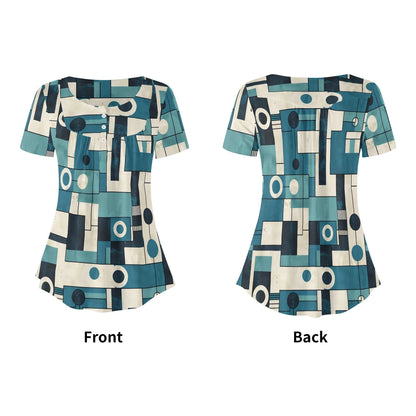 lockere-bluse-mit-u-ausschnitt-und-kurzen-armeln-fur-damen-geometry-v3-bluse-jlr-design-5 - JLR Design