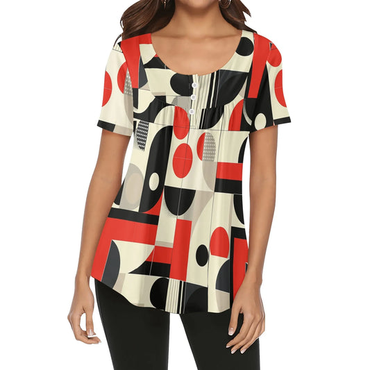 lockere-bluse-mit-u-ausschnitt-und-kurzen-armeln-fur-damen-geometry-v4-bluse-jlr-design-1 - JLR Design