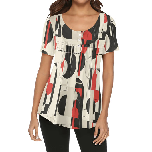 lockere-bluse-mit-u-ausschnitt-und-kurzen-armeln-fur-damen-geometry-v5-bluse-jlr-design-1 - JLR Design