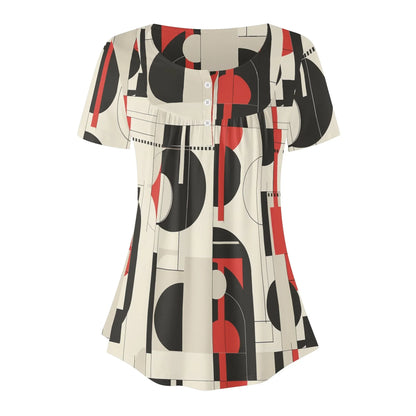lockere-bluse-mit-u-ausschnitt-und-kurzen-armeln-fur-damen-geometry-v5-bluse-jlr-design-3 - JLR Design