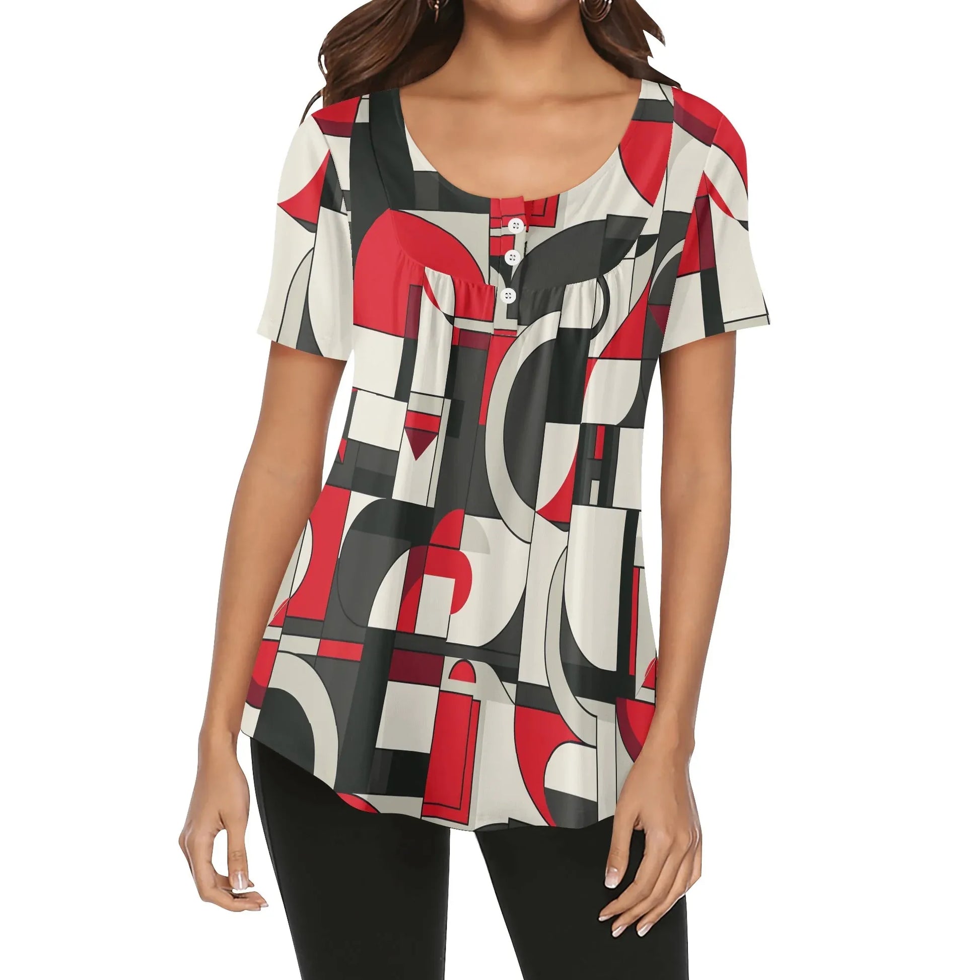 lockere-bluse-mit-u-ausschnitt-und-kurzen-armeln-fur-damen-geometry-v6-bluse-jlr-design-1 - JLR Design