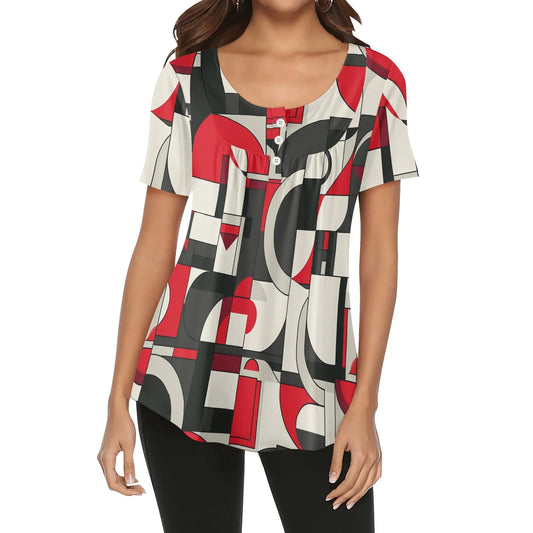 lockere-bluse-mit-u-ausschnitt-und-kurzen-armeln-fur-damen-geometry-v6-bluse-jlr-design-1 - JLR Design