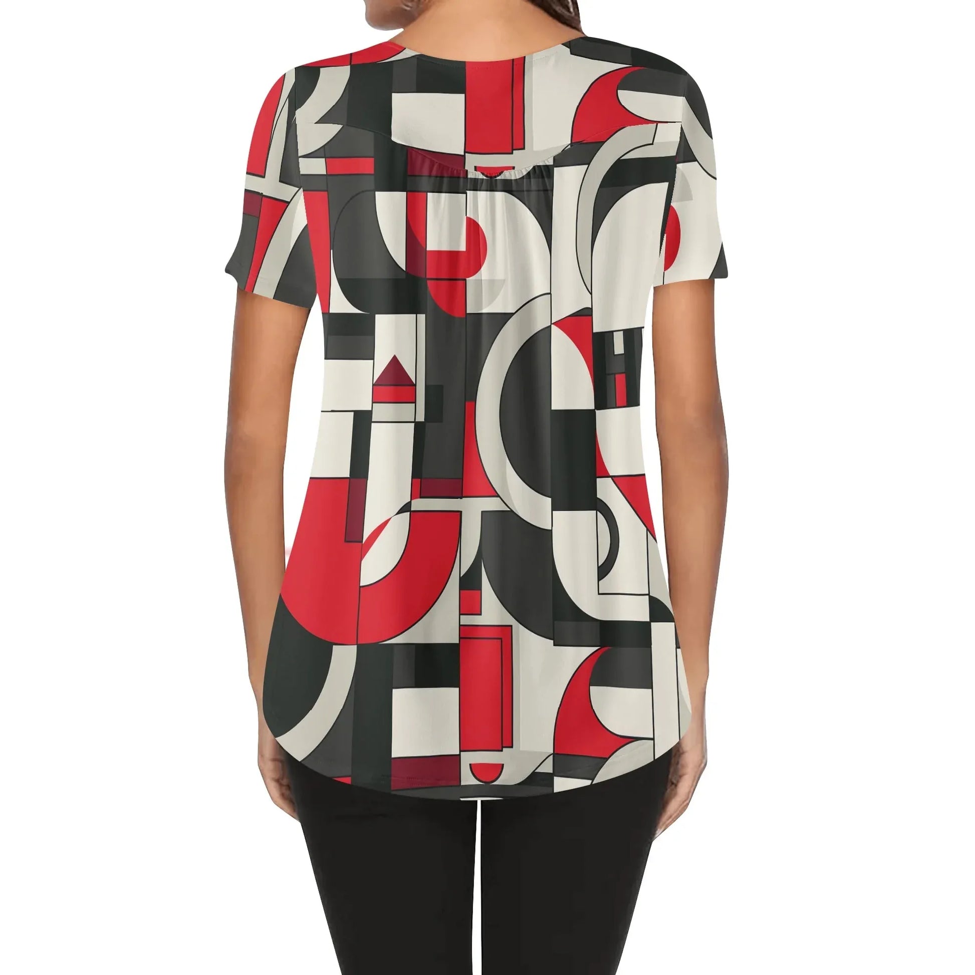 lockere-bluse-mit-u-ausschnitt-und-kurzen-armeln-fur-damen-geometry-v6-bluse-jlr-design-2 - JLR Design
