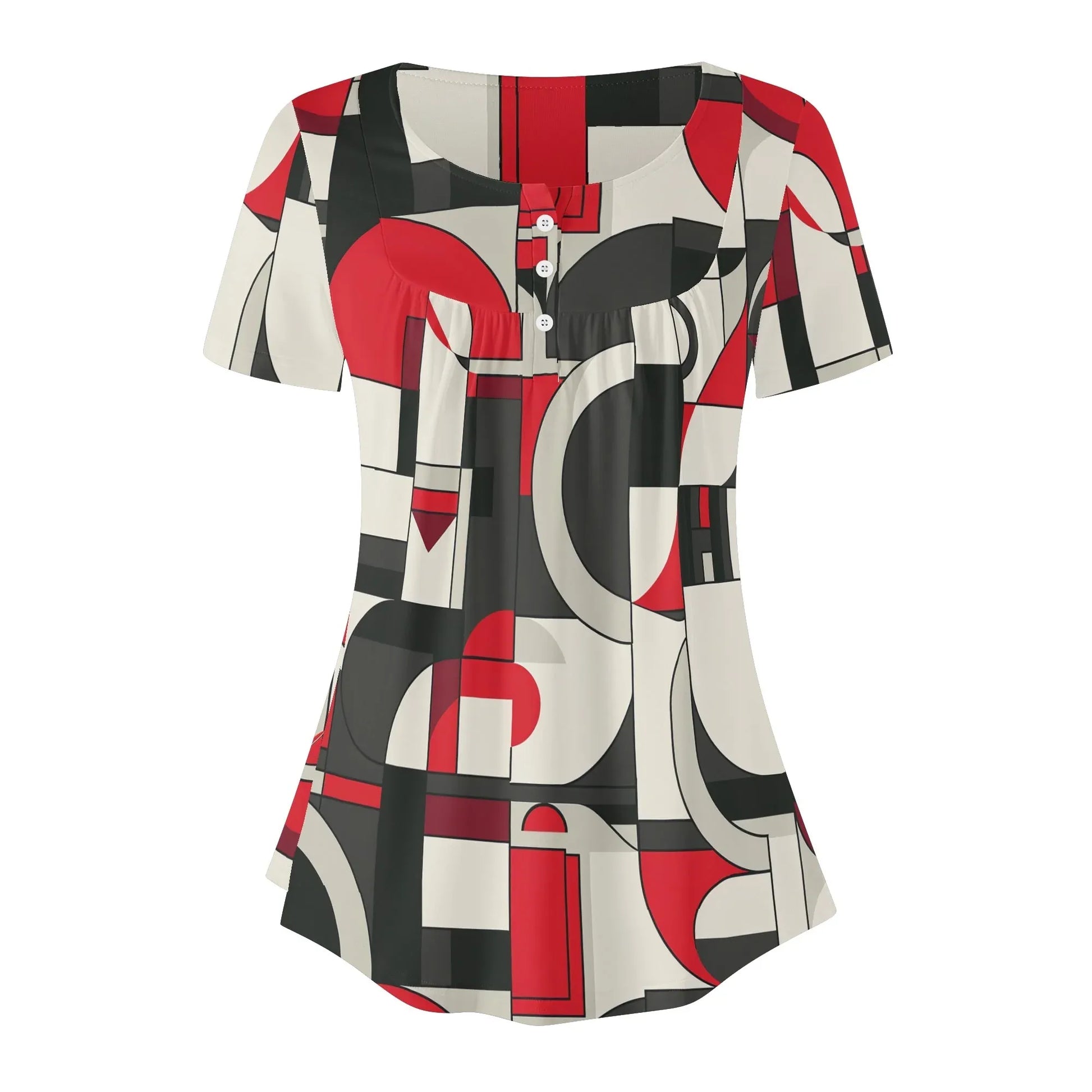 lockere-bluse-mit-u-ausschnitt-und-kurzen-armeln-fur-damen-geometry-v6-bluse-jlr-design-3 - JLR Design