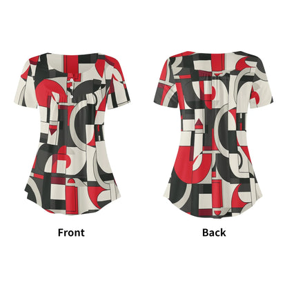 lockere-bluse-mit-u-ausschnitt-und-kurzen-armeln-fur-damen-geometry-v6-bluse-jlr-design-5 - JLR Design