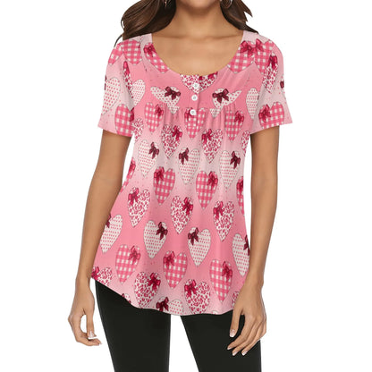 lockere-bluse-mit-u-ausschnitt-und-kurzen-armeln-fur-damen-gifted-heart-bluse-jlr-design-1 - JLR Design